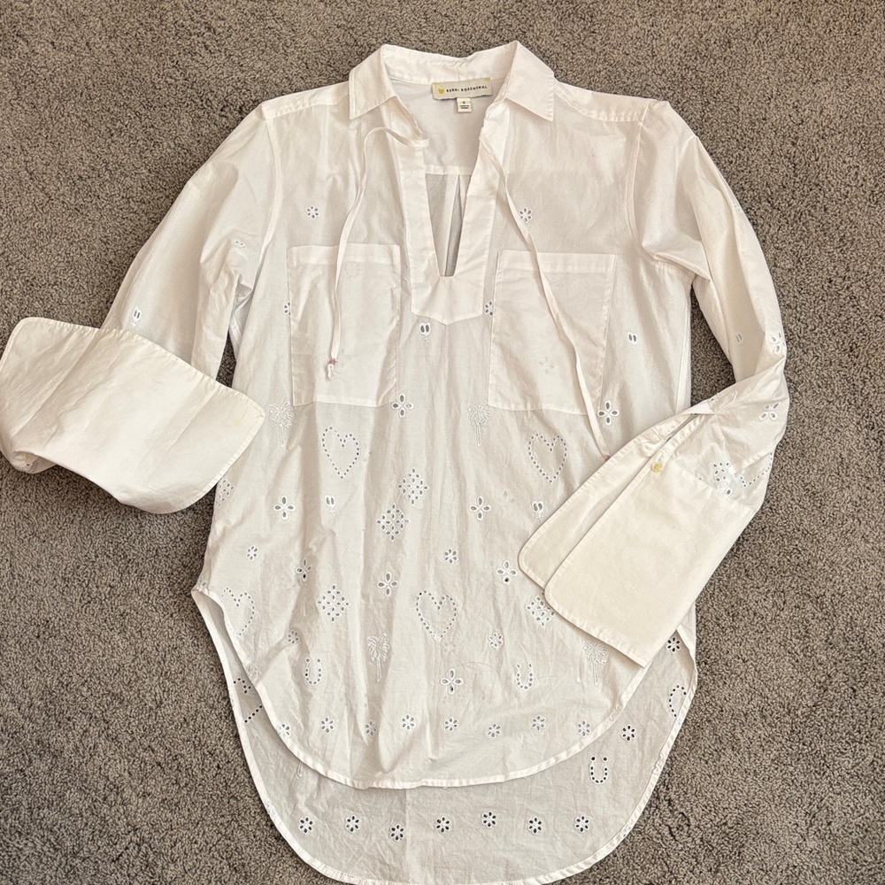 Rosenthal White Collared Shirt with Subtle Embroidery